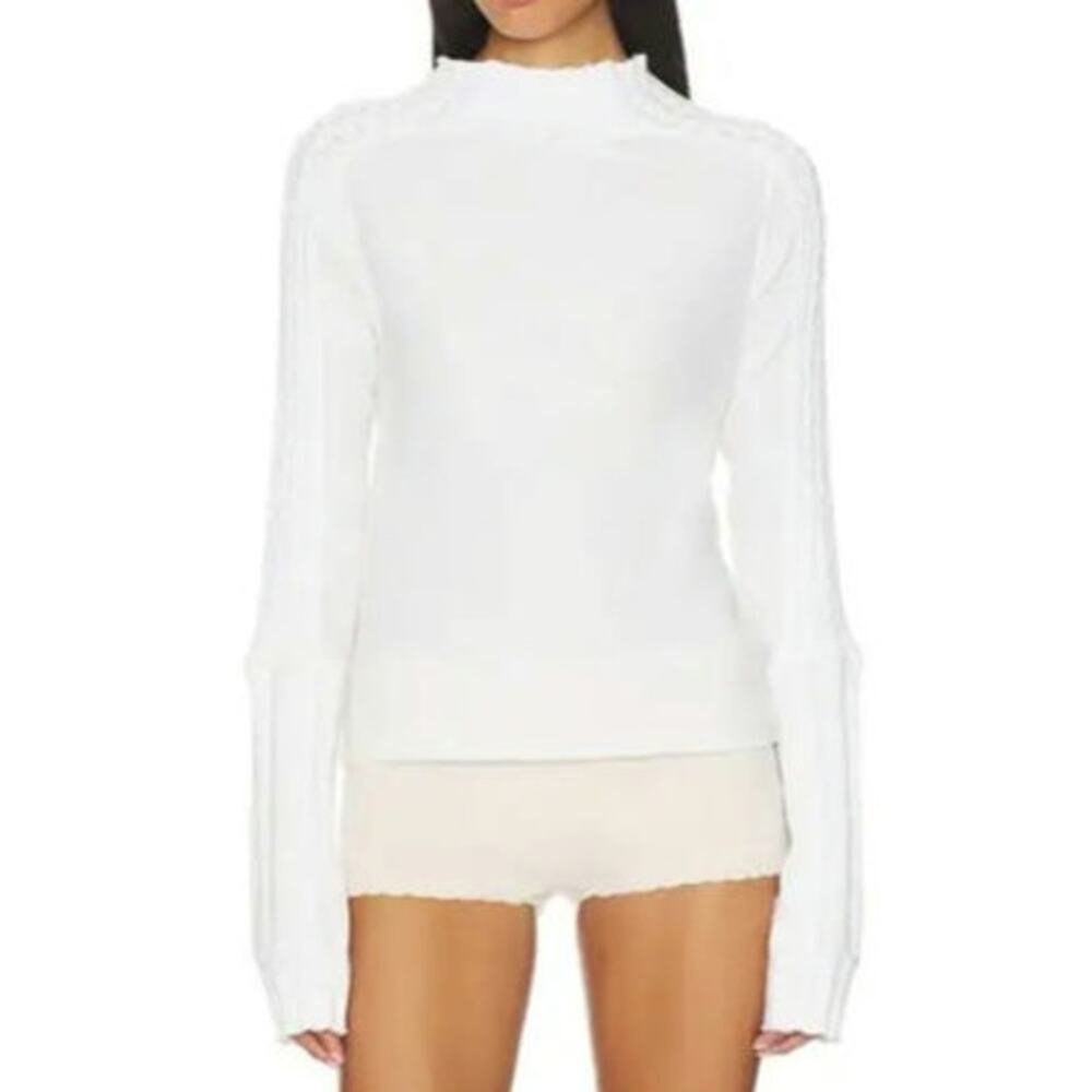 NWT Free People We The Free Breezy Swit Cotton French Terry Cable Knit Top